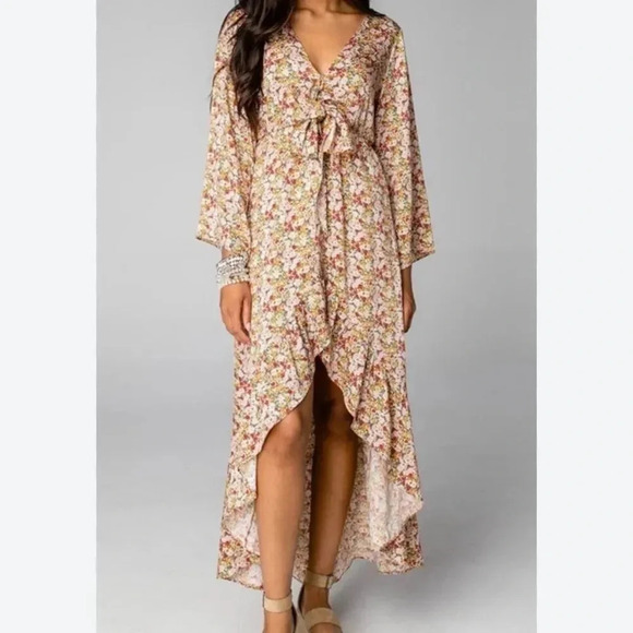 BUDDY LOVE Womens Small Liza Ditsy Floral Long Sleeve Ruffle‎ Maxi Dress - Picture 1 of 9